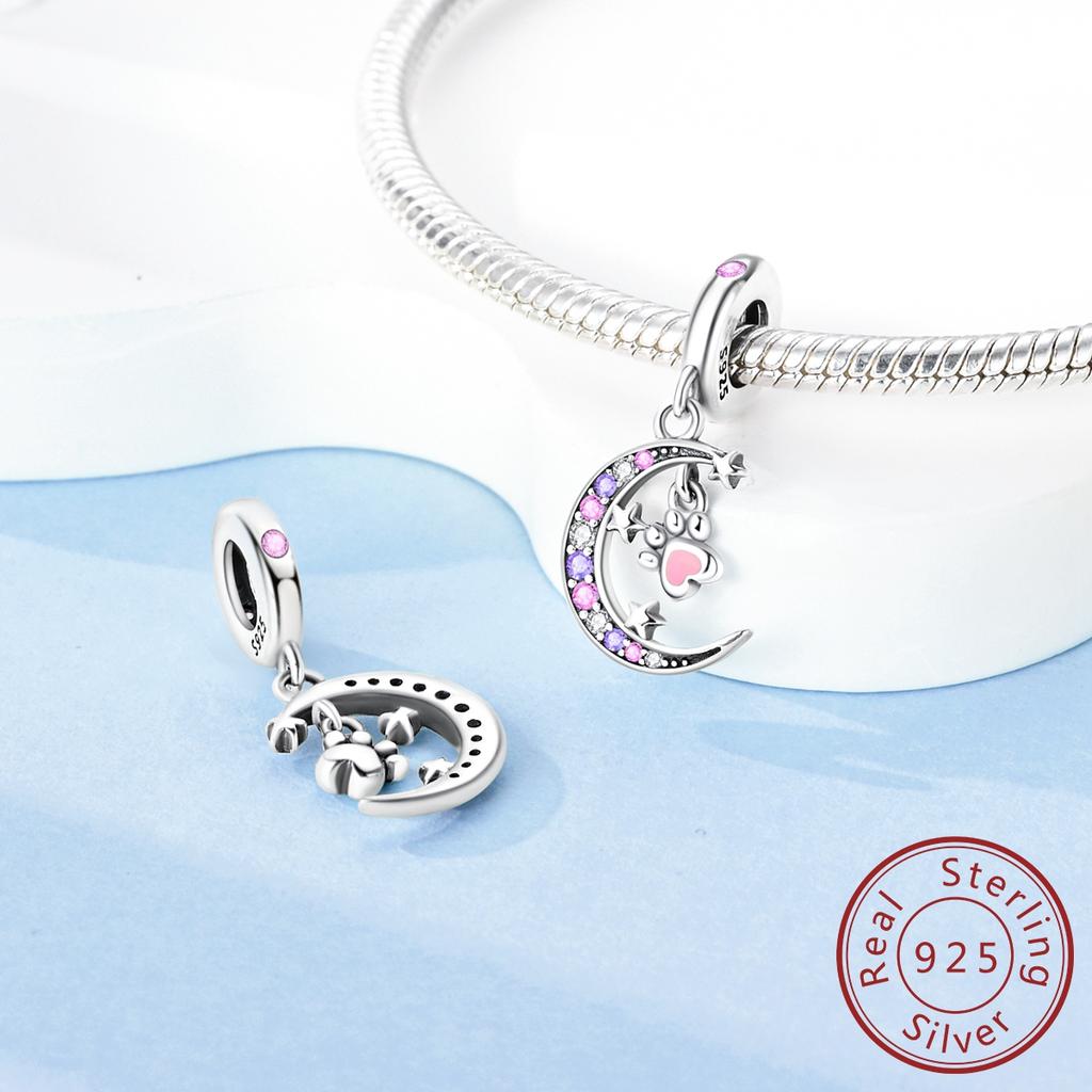 Latest In Genuine Genuine Copper Star Moon Paw Decorative Charms Pendant Piece Bead Elements Suitable For Authentic Bracelet Style Necklace Piece