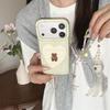 3D Floral Heart Bear Phone Case with Green Background for iPhone 17/16 Pro Max/15/14