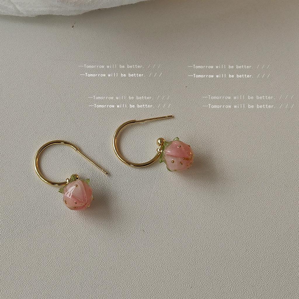 

Серьги-гвоздики из серебра 925 пробы с клубничным сердцем 14 карат - Модные фруктовые украшения от интернет-звезды