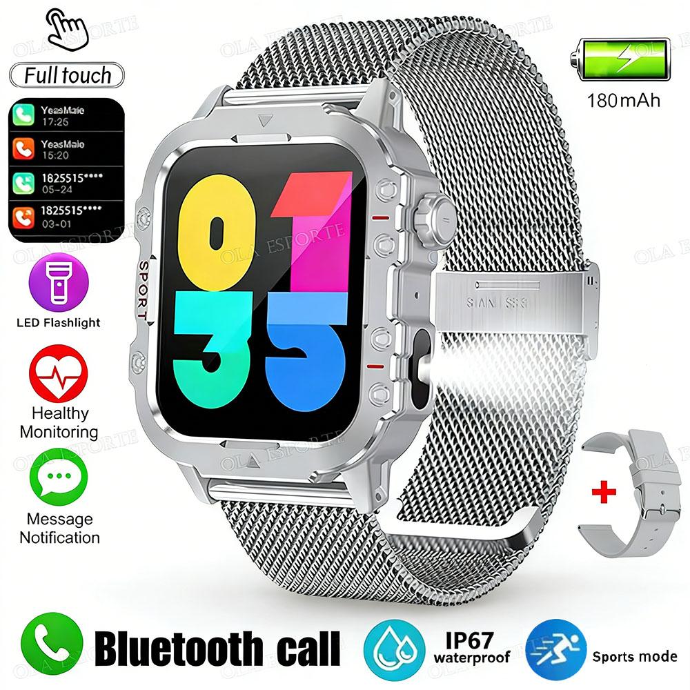 Military Smart Watch Men 3ATM Outdoor Sports Fitness Tracker Blood Pressure Health Monitoring BT Call GPS Smartwatch
