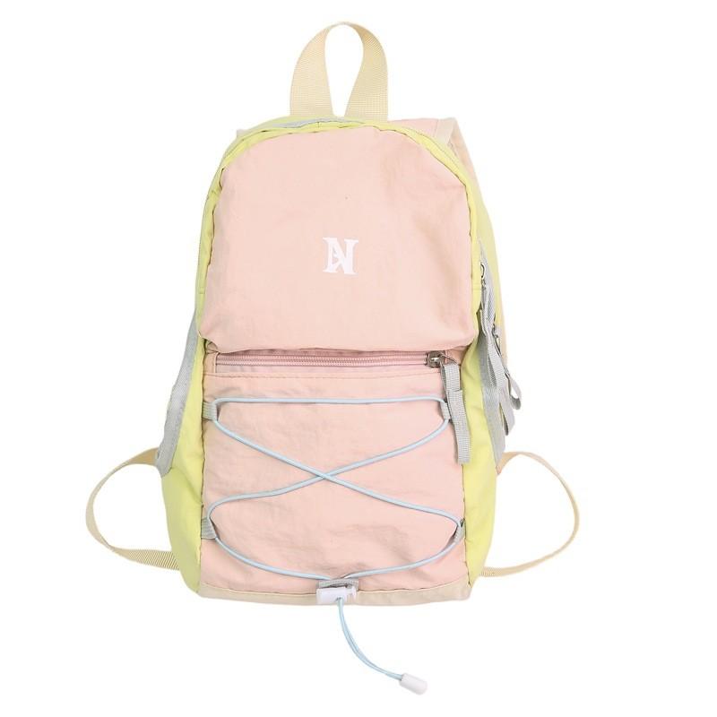 Color Blocked Letter Printed Lightweight Hiking Bag With Pendant For Travel And Outdoor Activities жёлтый