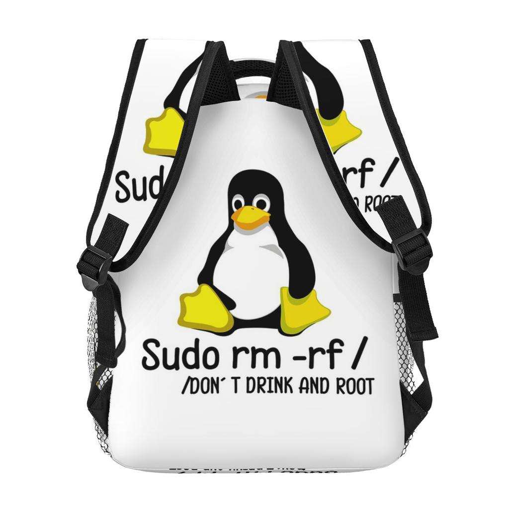 Root Programmer Linux Tux Penguin Coding Student Backpack School Bag Hiking Travel Daypack for Boys Girls Bookbag Shoulder Bags