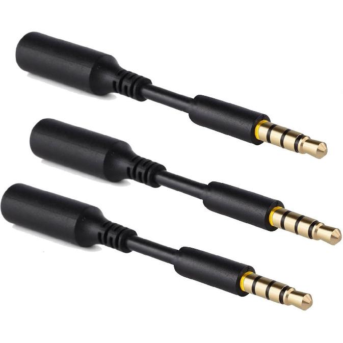 Accessonico 3 Pack Headset Audio Jack Extender, 3.5mm Headphone AUX Extension Adapter for Juice Pack, for Battery Charger Case, Power Case, for