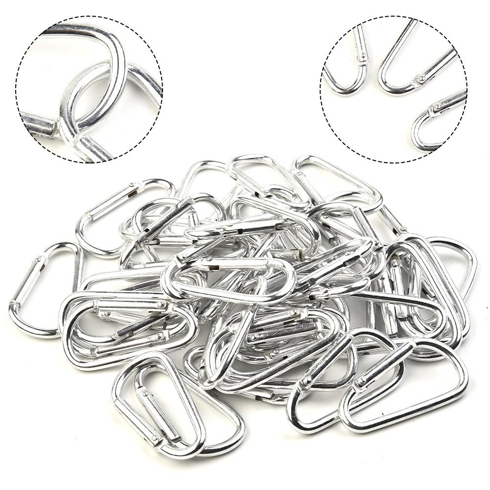 

Small Buckles Key Chain Portable Multi Purpose High Quality Aluminum Alloy New 50pcs Silver