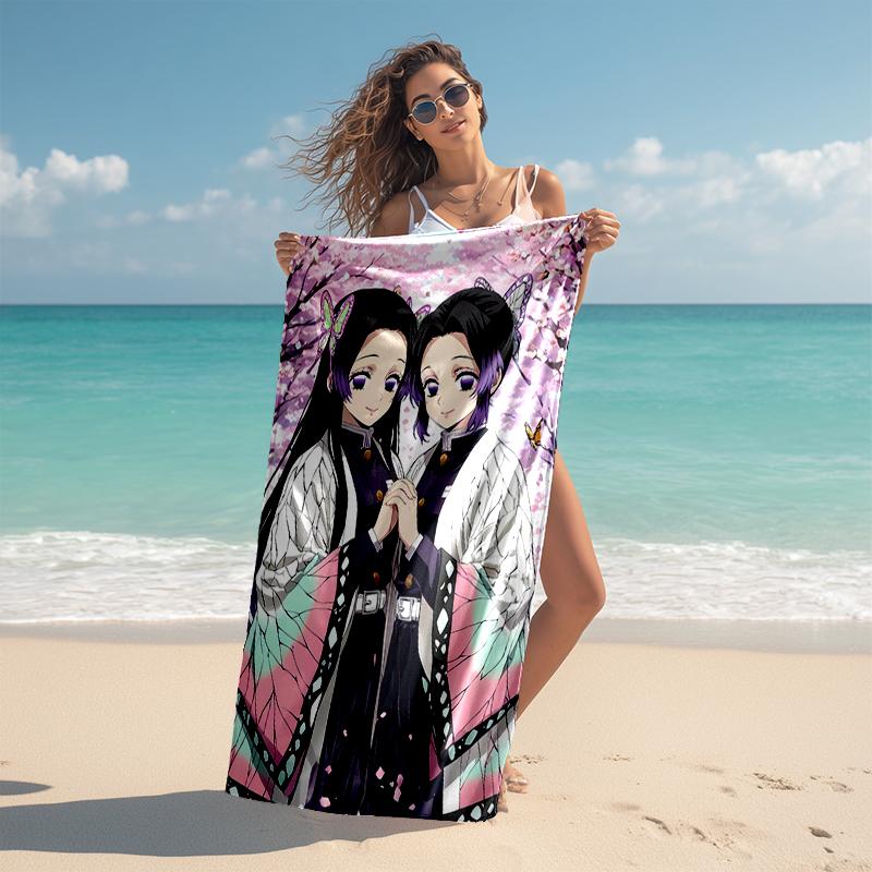 Beach Towel with Demon Slayer characters1 Pattern - soft,absorbent,machine washable Lightweight&Modern,swimming,Travel Essentials