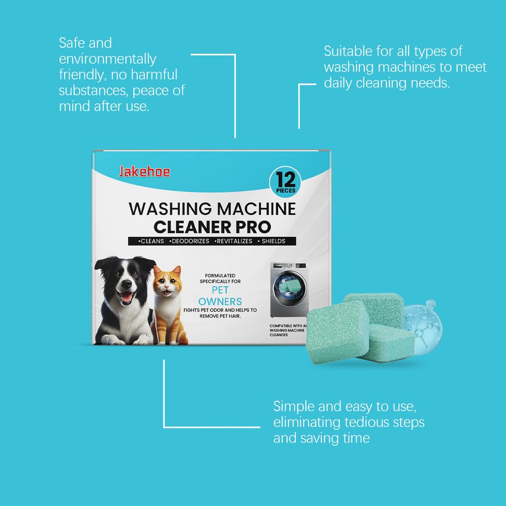 Jakehoe Washing Machine Cleaner Tablets Formulated for Pet Owners Easily Removes Residue, Grime, and Odors