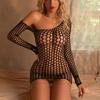 Fishnet Long Sleeve Mini Bodycon Underwear Babydolls Women Mesh Hollow Baby Dolls Dress Erotic Costumes Sexy Crotchless Lingerie