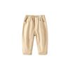 Children's Clothing Spring and Autumn Boys' Casual Pants Kids Solid Color Label Fashion Pants Baby Boys Low-Waist Elastic Waistband Long Pants