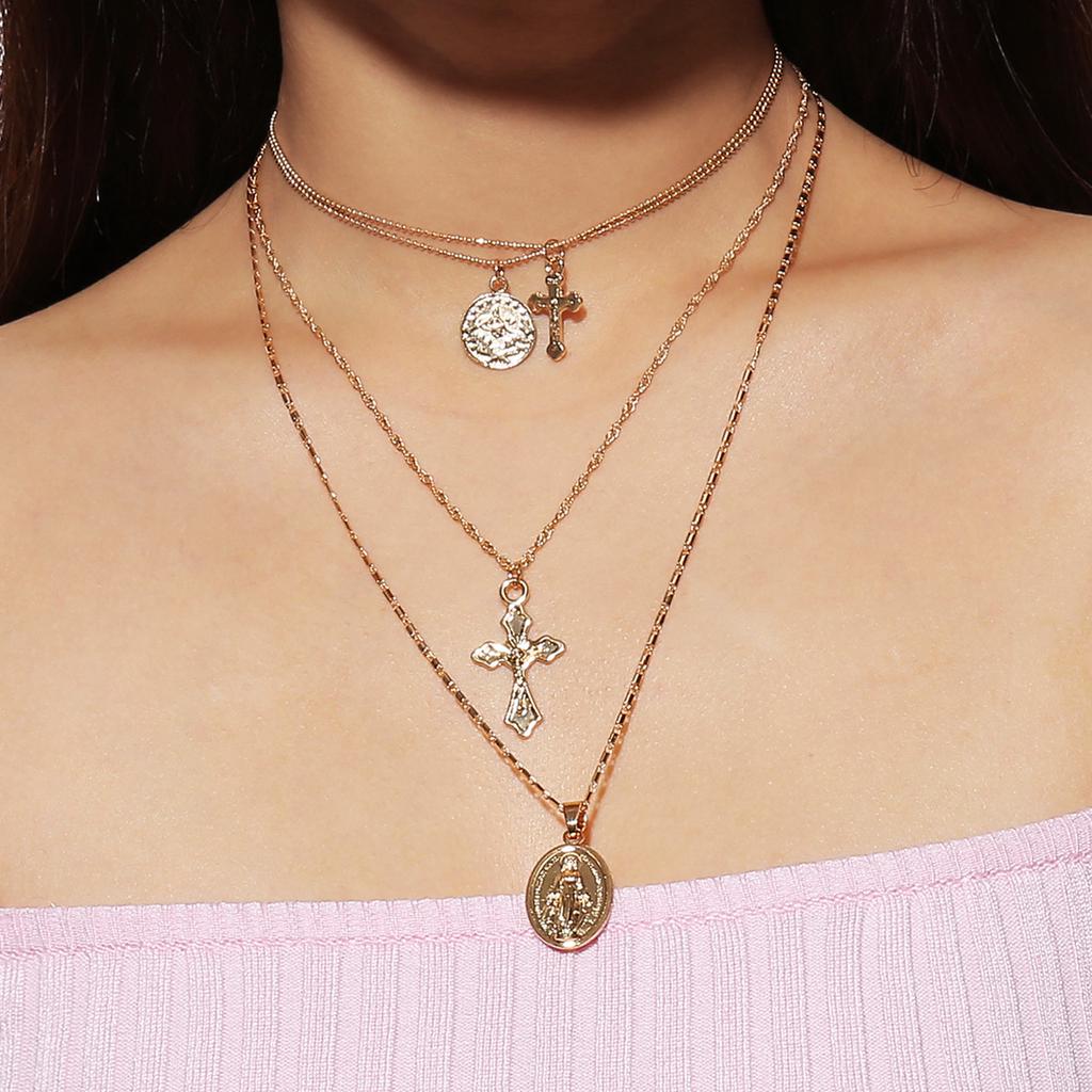 Buy Bohemia Cross Layered Necklace 