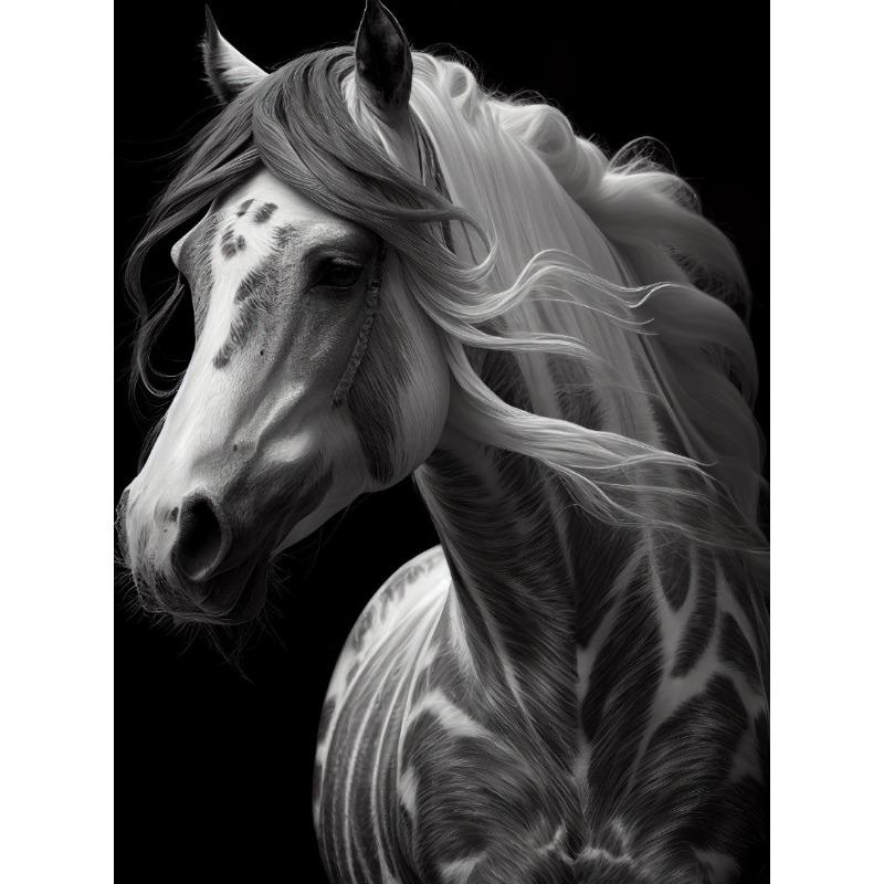 

Черно-белая пятнистая лошадь, красивая лошадь, плакат, печать, настенное искусство, картины, холст, живопись, гостиная, спальня, домашний декор 21cm×30cm NoFrame