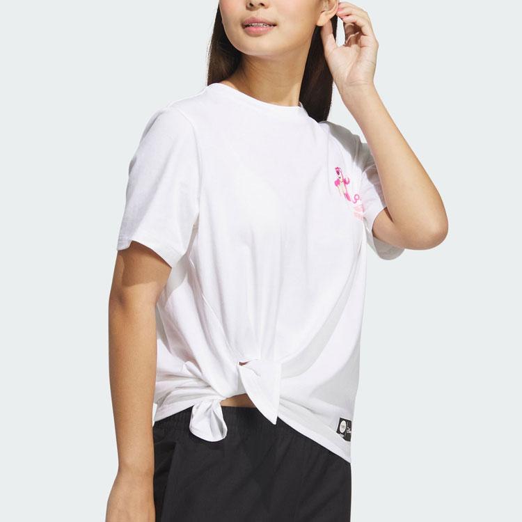 Adidas Neo X Strawberry Bear Co-Branded SS23 Cartoon Letter Print Sports Short-Sleeve T-Shirt Women Tops White IP4028