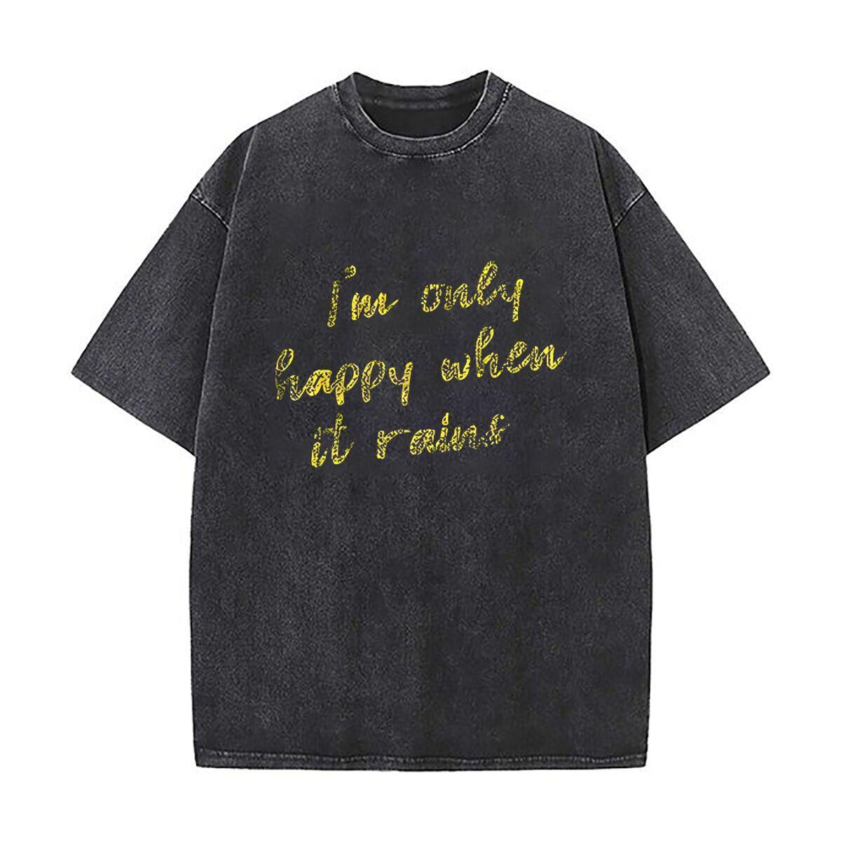 

Happy When It Rains A Moody Vibes LogoLightweight Academic Print Mens Summer Tshirt Short Sleeve Loose Short Sleeve S