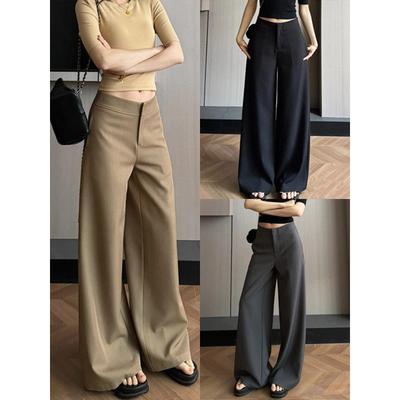 Khaki Wide-leg Pants Women's Pants New Spring and Autumn High-end Drape Narrow Straight-leg Pants Loose Suit Pants
