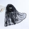 Lightweight Floral Embroidered Scarf Women - Soft Knitted Wrap Shawl UV Protection Stylish Accessory 2025