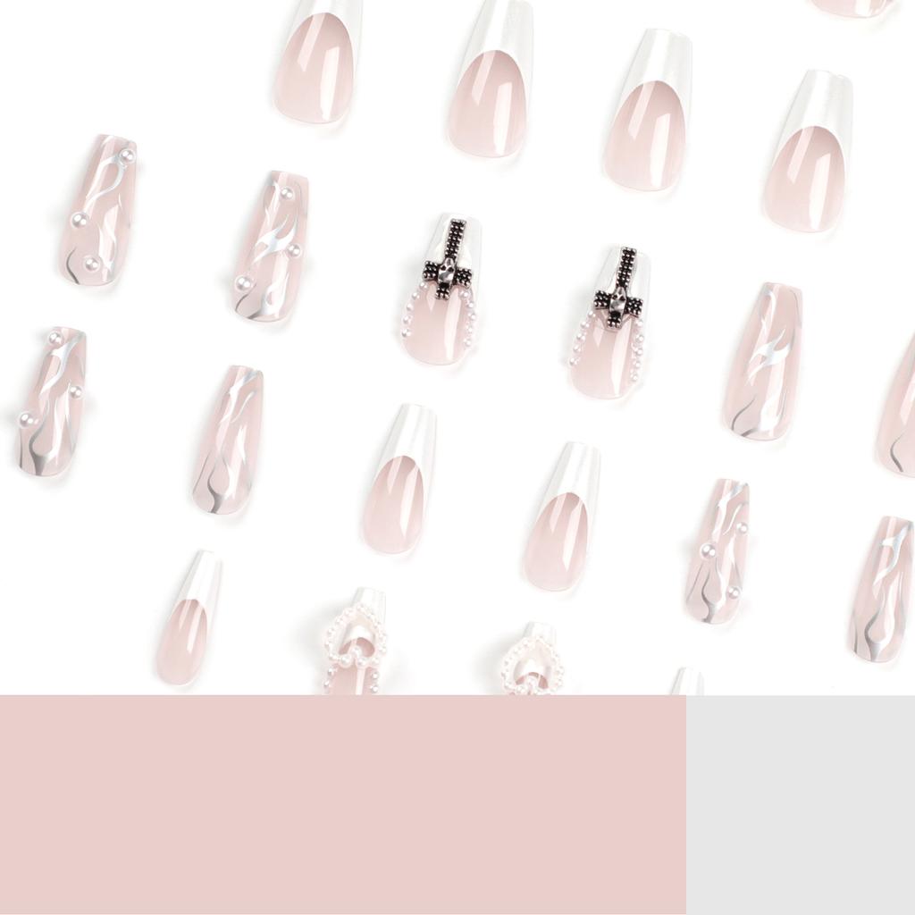 Pearl Love Nail Art Nail Pieces European and American Cross Nail Pieces False Nails French Nail Patches
