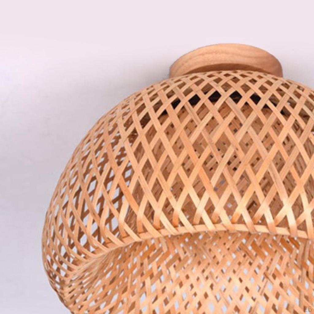 Bamboo Ceiling Light Rural Style Foyer Semi Lamp Pandent for Dining Room Bedroom
