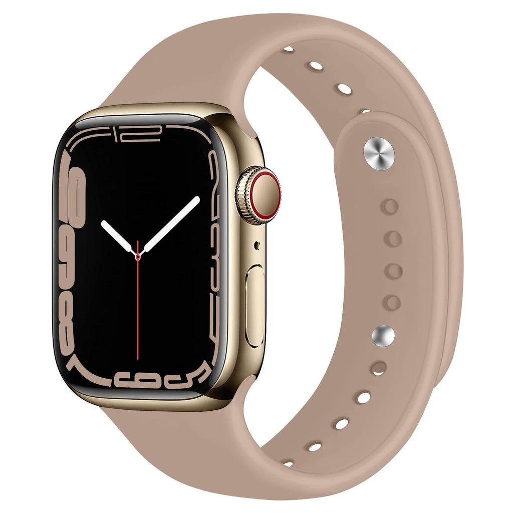 Compatible Silicone Watch Strap for Apple Watch S11 - All Series, Universal Double-Section Snap Button.