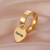 Punk Women Stainless Steel Rings Custom Name Ring Personalized Engraved Love Heart Pendant Ring Geometry Jewelry Christmas Gifts