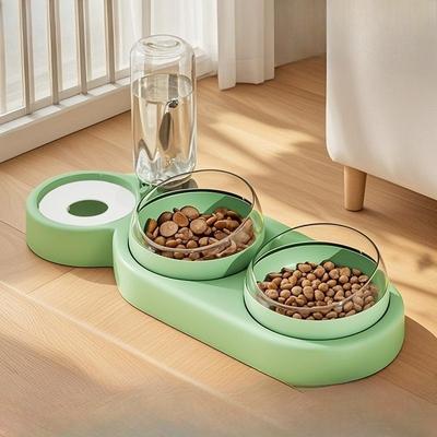 Katzennapf, Haustiernapf, Katzen-Wasserspender automatisch, Futterspender, Doppelnapf integriert, Hundenapf, Kippsicheres Futterbecken