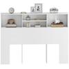 Testiera autoportante con contenitore, Accessorio per letto 4 scomparti a giorno, 140 x 19 x 103,5 cm, Bianco