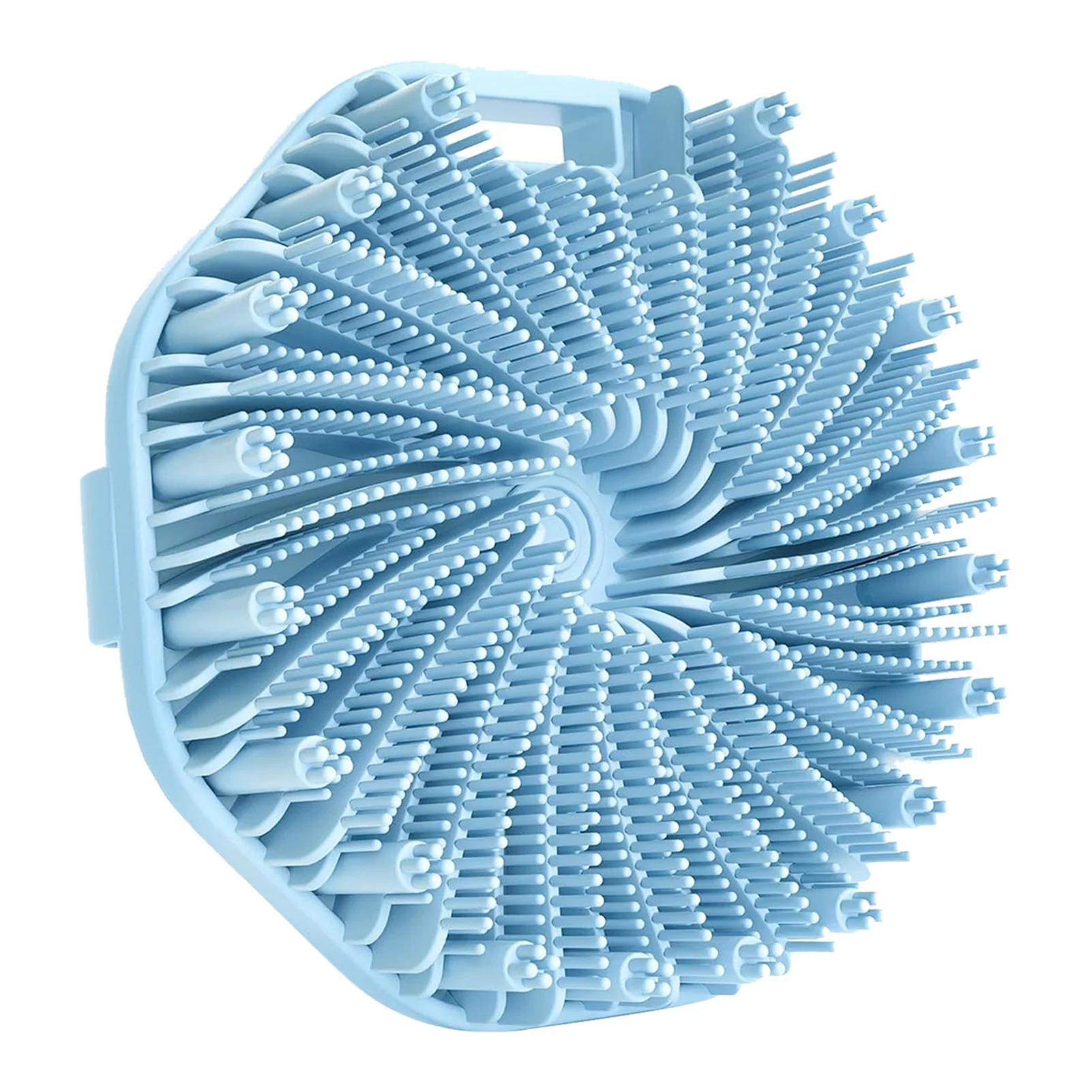 

Мягкая силиконовая щетка для спины для ванны, губка для душа, скрабирующая щетка с ручкой, отшелушивающая скрабирующая щетка, массажер для кожи, отшелушивающие щетки синий