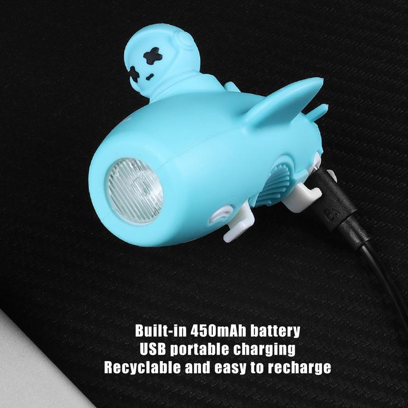 Ebike Light Airplane Shape Kids Biking Lights Super Loud Air Horn Waterproof Electric Scooter Front Light 3 Lighting Modes 110dB