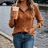 Women's Color Button Front Long Sleeve Hooded Knit Sweater Top