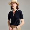 Wudao 100% Tencel Colorblock Women's Knitted Polo Shirt
