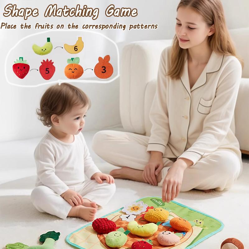 Dětská Montessori Simulační Tahání Mrkve Plyšová Hračka Ovoce Zelenina Sběr Tvarů Párovací Hra Hračka pro Interakci Rodič-Dítě Gif