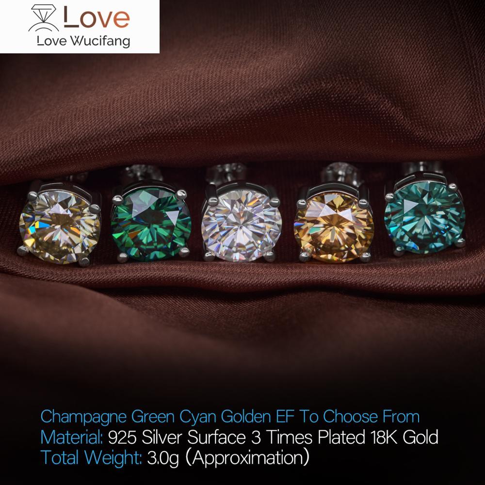Total 6 .0 Carats Diamond Tested Pass Moissanite 18k White Gold Plated 925 Silver Earrings Jewelry Women 'S Girls Gifts