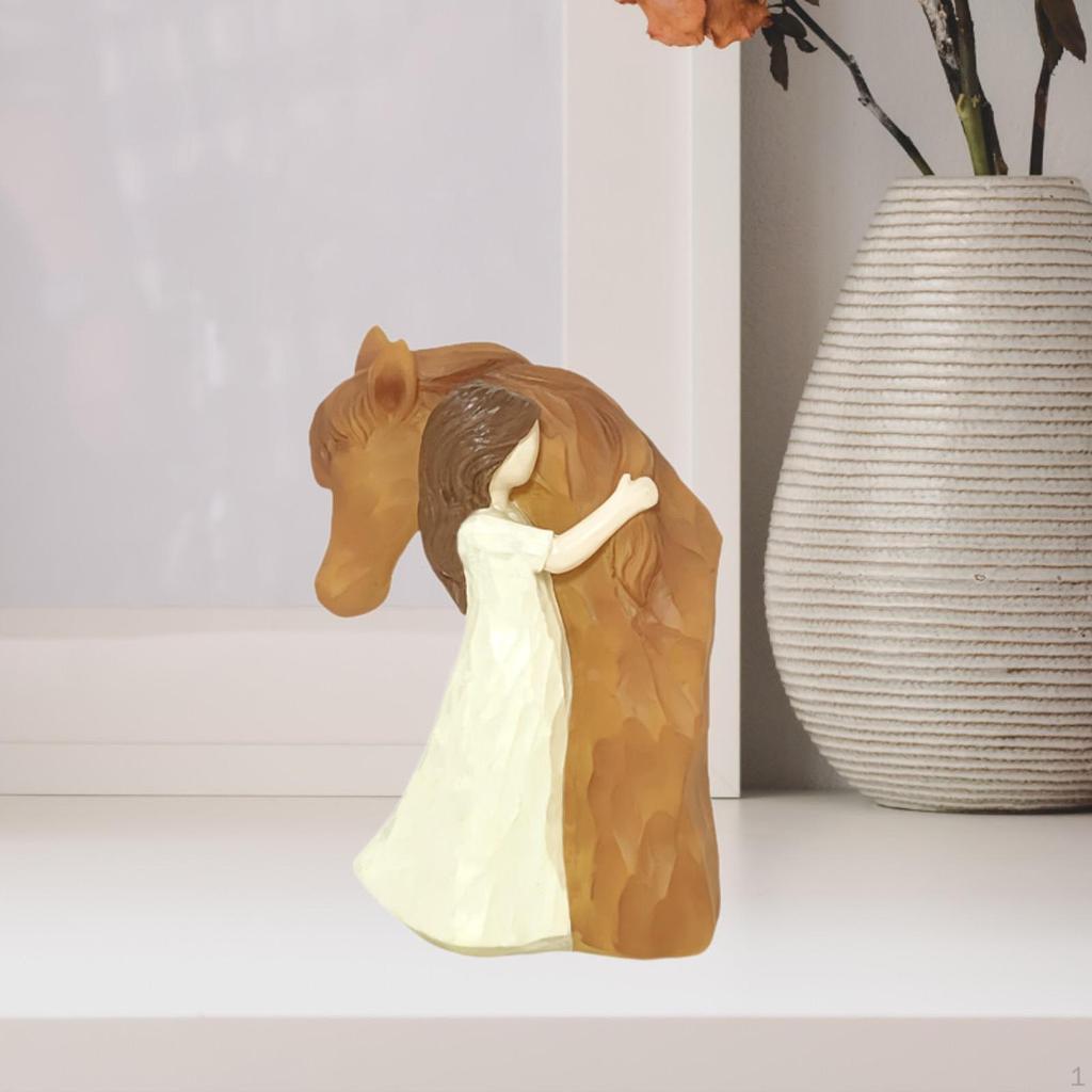Mädchen und Pferd Figur Geschenk für Mädchen Tischdeko Harzskulptur Schlafzimmer