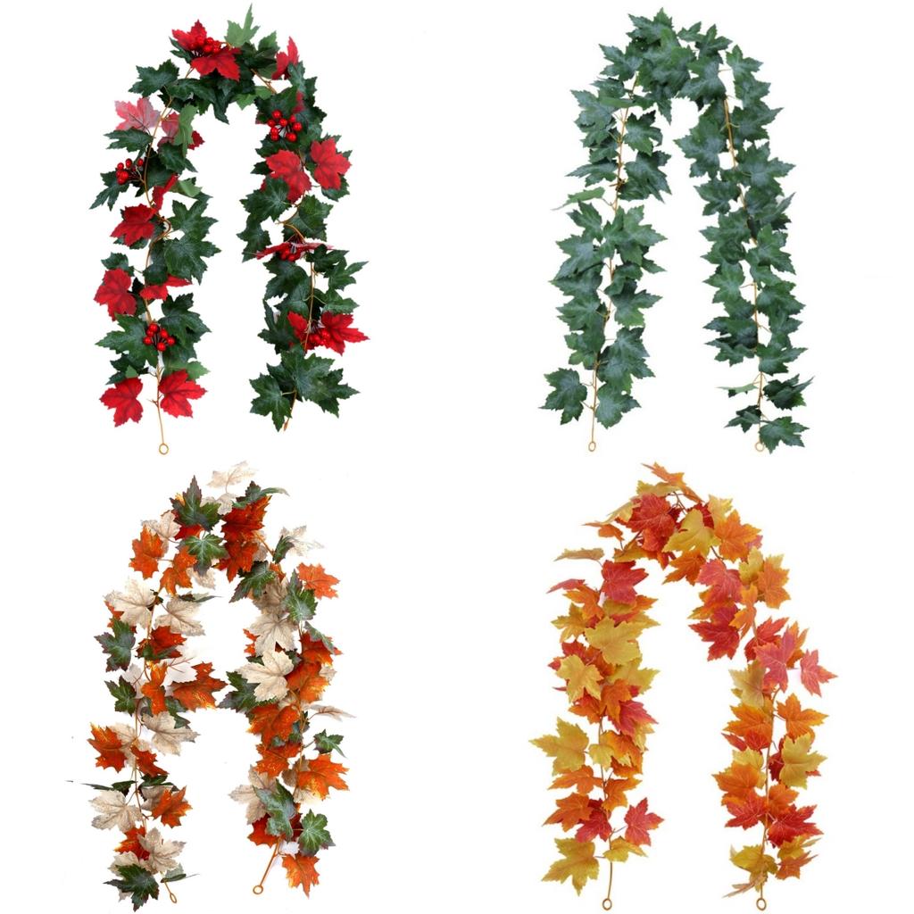1Pcs Artificial Leaves Fall Leaf Garland Hanging Vines Christmas Decorations For Home Fireplace Party For Outdoor Navidad Decor