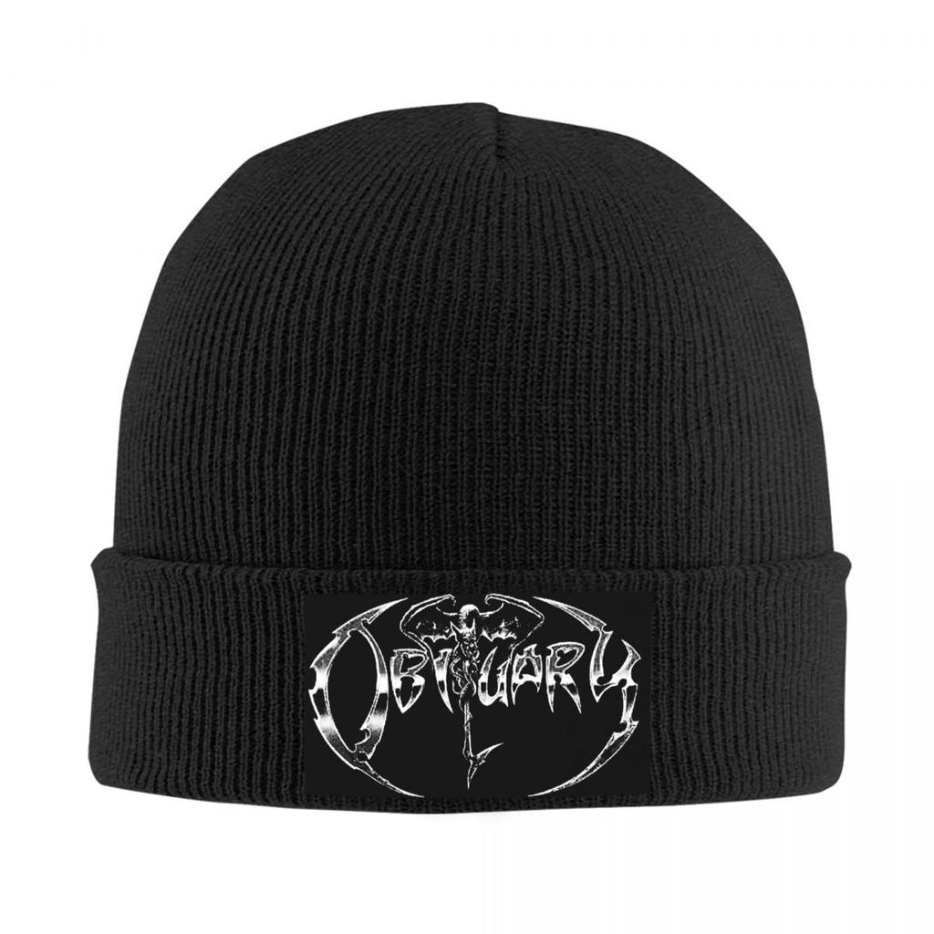 Obituary Band Logo Death Metal Trucker Warm Knitted Cap HipHop Bonnet Hat Autumn Winter Outdoor Beanies Hats for Men Women Adult