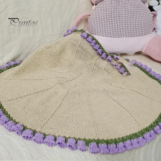 31.5 Inch Crochet Flowers Blanket Handmade Rose Bouquet Blanket Knitted Flowers Throw Blanket for Mother's Day Gift Home Decor