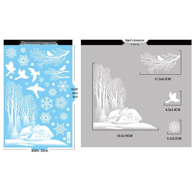 Snowflake Scene Christmas Window Stickers: Holiday Atmosphere Glass Decor