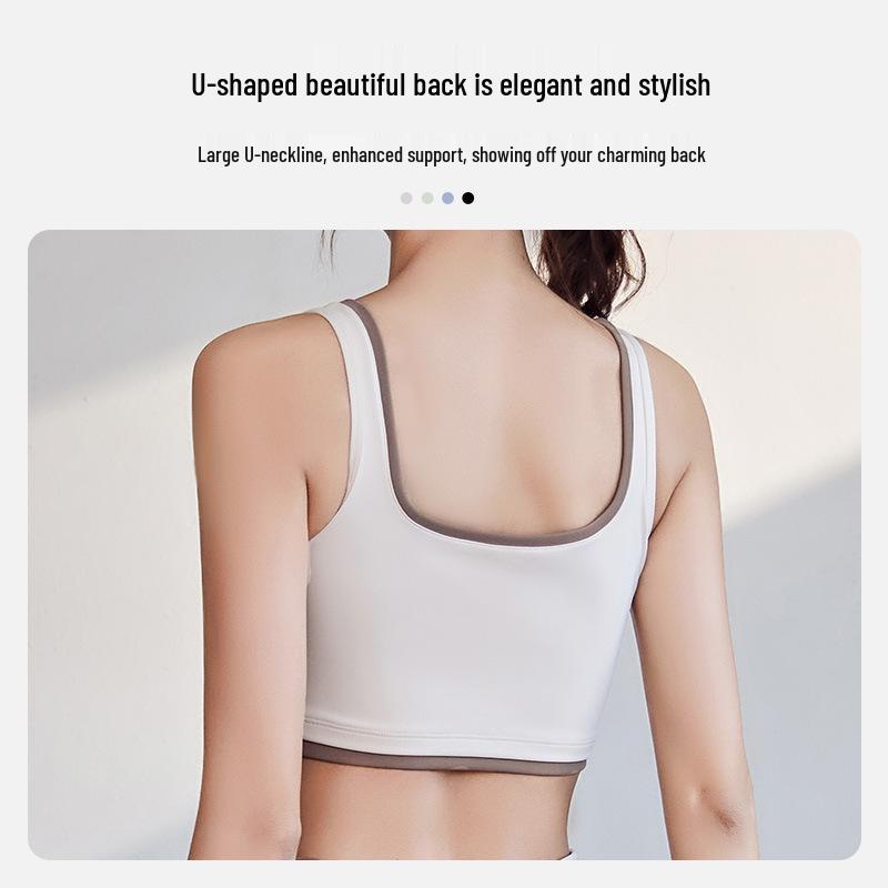 Women's High-Support Shockproof Color Block Sports Bra - Bust-Enhancing, Side-Slimming, Ideal for Yoga & Outdoor Activities