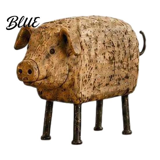 Pastoral Theme Scene Decoration Country Style Pig/Rooster Figurine, Resin Rustic Farmhouse Animal Statue, Farm Figurines Desktop Ornaments for Shelves