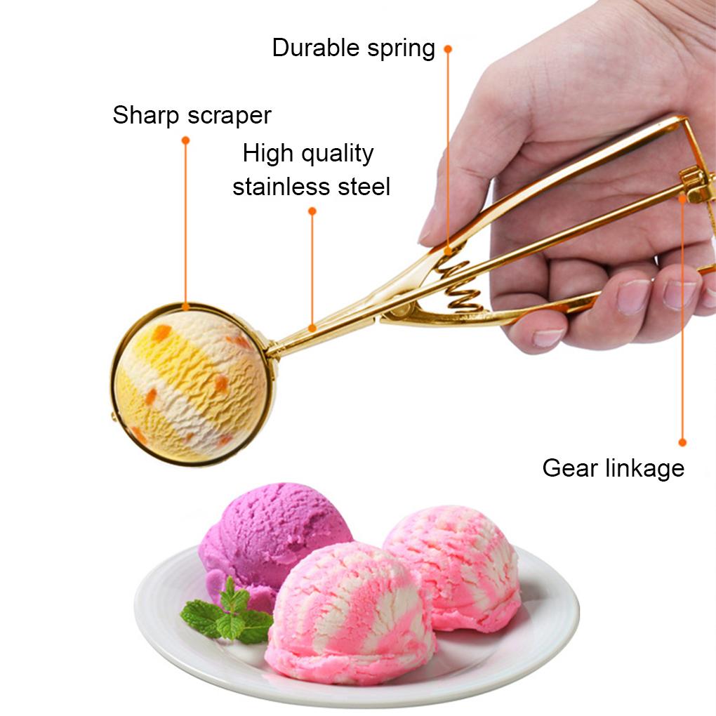 Easy To and Clean Metal Ice Cream Ball Spoon Multi-Functional and Sturdy Wide Applications Stainless Steel, Gold, M