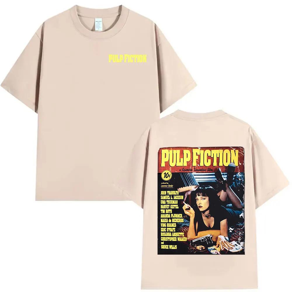 Vintage Pulp Fiction Movie Graphic T Shirts Unisex Women High Quality Fashion Oversized Cotton Tshirt Yk2 Harajuku Clothing Tshirt