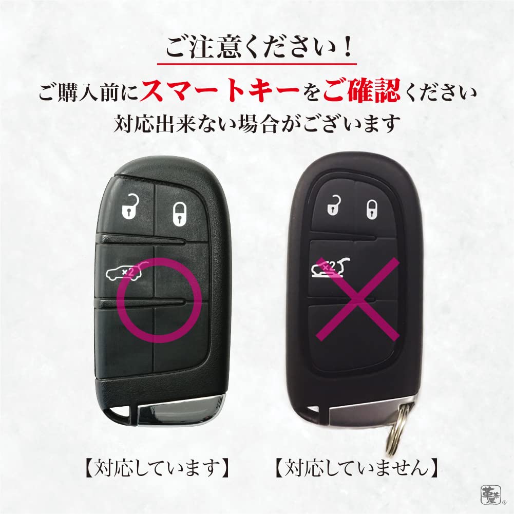 Smart Key Case Compatible with and Charger [Kecha-ya] Fiat, 500X, Jeep, Dodge, Cherokee, Renegade, (fia@t-aBK)