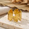 INSSGG Elegant Maple Leaf Adjustable Ring: Textured Hollow Tree Leaf Design