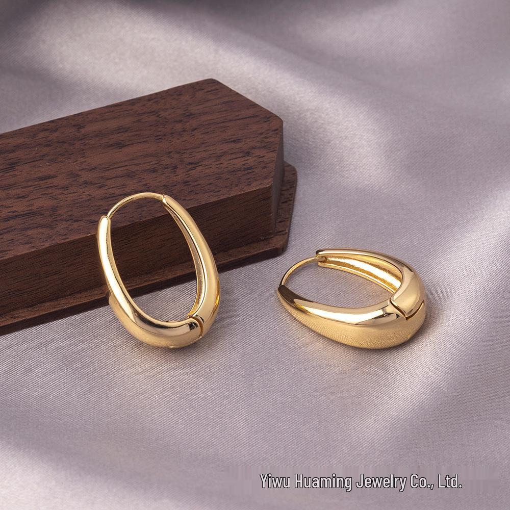 Посеребренные серьги-кольца с цирконием - Европейский и американский стиль, роскошные каффы