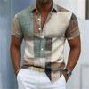 Nuova Camicia da Uomo a Maniche Corte Stampa a Righe Curve Bianche e Blu Vestibilità Business Casual Collo a Revers Camicia da Uomo