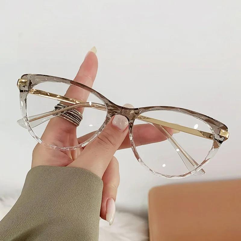 Anti Blue Light Eyewear New Cat Eye Glasses Women Brand Designer Vintage Clear Eyeglasses Optical Frame  Lunette Homme