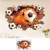 3D Soccer Wall Stickers, Self-Adhesive Soccer Ball Wallpaper Poster, Sports Ball Breakthrough Wall Decals for Boys Bedroom Playroom