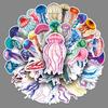 50pcs Jellyfish Watercolor Marine Life Stickers for Kids' Rewards, Decoration, Phones, & Suitcases