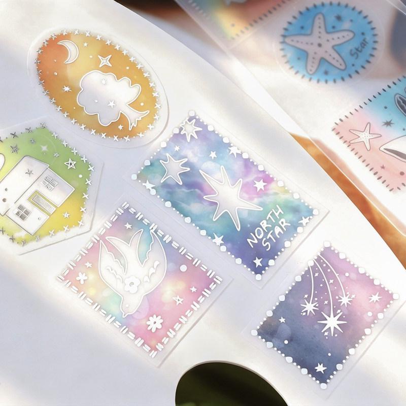 Hoshino Silver Watercolor Die-cut Stickers for DIY Collage and Phone Cases