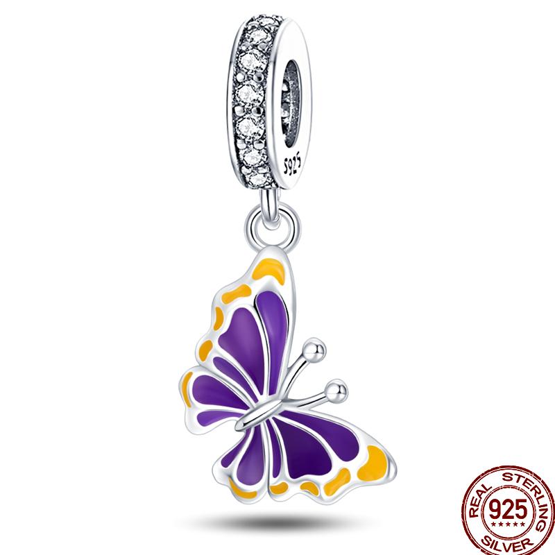 Frühlings-Charm Kupfer Vierblättriges Kleeblatt Schmetterling Libelle Anhänger Perlen Geeignet Für 3Mm Original Armband DIY