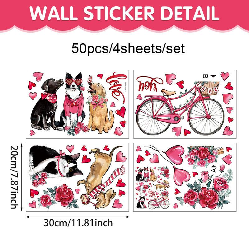 Valentine's Day Love Window Sticker Cartoon Dwarf Pvc Self-adhesive Marriage Wedding Wall Sticker Atmosphere Decoration Decals