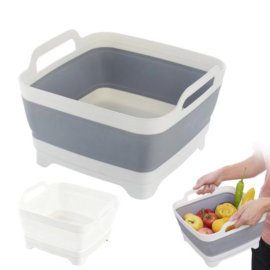 Skládací umyvadlo na nádobí se zátkou na odtok, přenosné umyvadlo, vana na nádobí, skládací dřezová vana, kuchyňský úložný tác, venkovní úložný kbelík